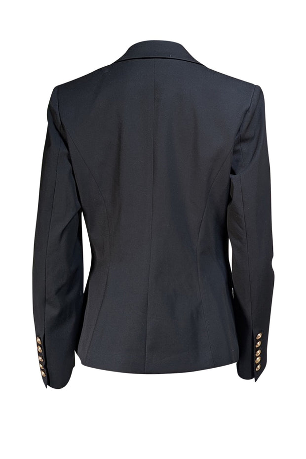 Lilysilk - Black w/Gold Double Breasted Button Blazer Sz 12 - Current Boutique