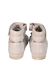 Burberry - Ivory Leather & Beige Plaid High Top Sneakers Sz 10 - Current Boutique