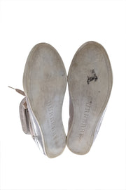 Burberry - Ivory Leather & Beige Plaid High Top Sneakers Sz 10 - Current Boutique