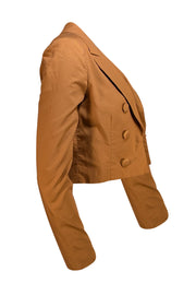 7 for All Mankind - Tan Double Breasted Cropped Blazer Sz S - Current Boutique