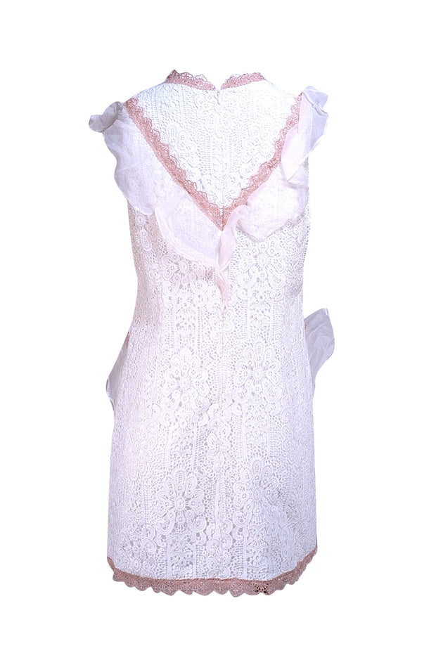 Amur - White Lace Cap Sleeve Shift Dress Sz 12 - Current Boutique