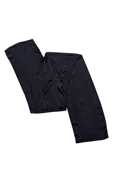Dolce & Gabbana - Black Silk Logo Long Scarf - Current Boutique
