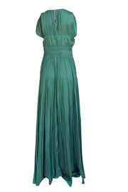 Ulla Johnson - Green Satin Plisse Pleated Sleeveless Maxi Dress Sz 12