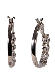 No Label - Sterling Silver Gemstone Trim Small Hoop Earrings