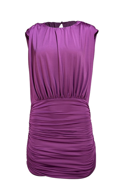 Veronica Beard - Purple Ruched "Bora" Fitted Dress Sz 2 - Current Boutique