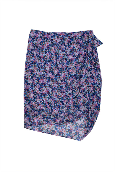 Veronica Beard - Lilac, Blue, & White Floral Print Silk Mini Skirt Sz 0 - Current Boutique