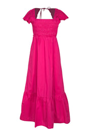 Jason Wu - Hot Pink Eyelet Smocked Bodice Maxi Dress Sz S - Current Boutique