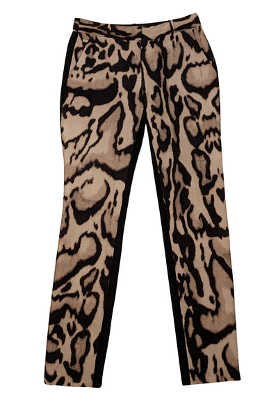 Diane von Furstenberg - Tan, Black, & Cream Leopard Print Dress Pants Sz 2