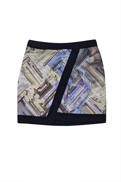 Ted Baker - Green, Blue, & Black Print Envelope Skirt Sz 8 - Current Boutique