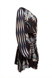 Ramy Brook - Black & Blue Print Drop Waist Mini Dress Sz M - Current Boutique