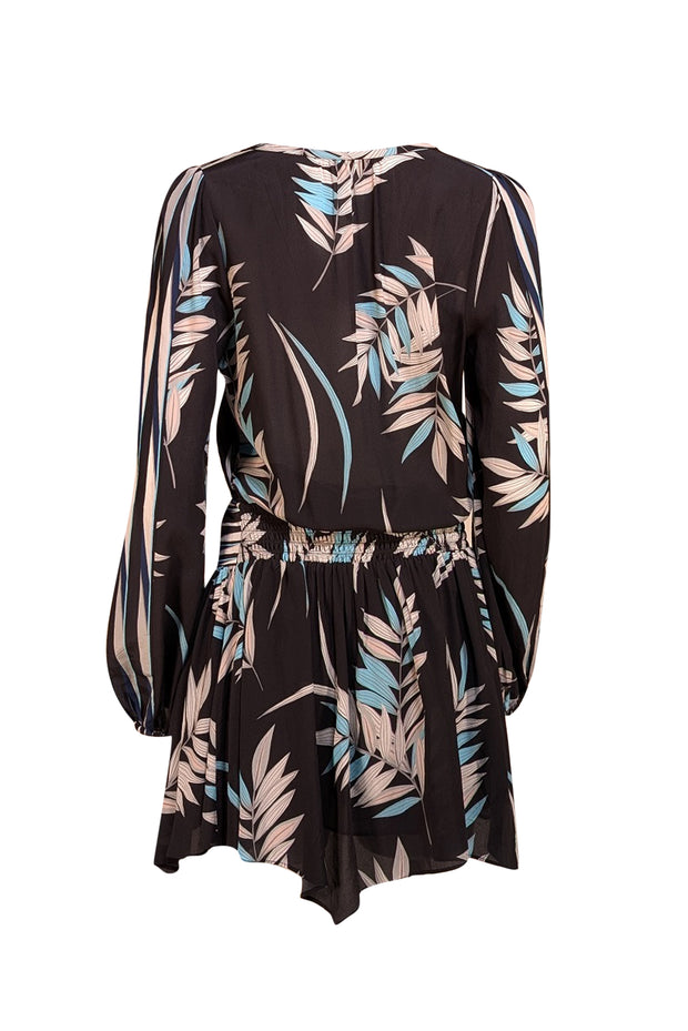 Ramy Brook - Black & Blue Print Drop Waist Mini Dress Sz M - Current Boutique