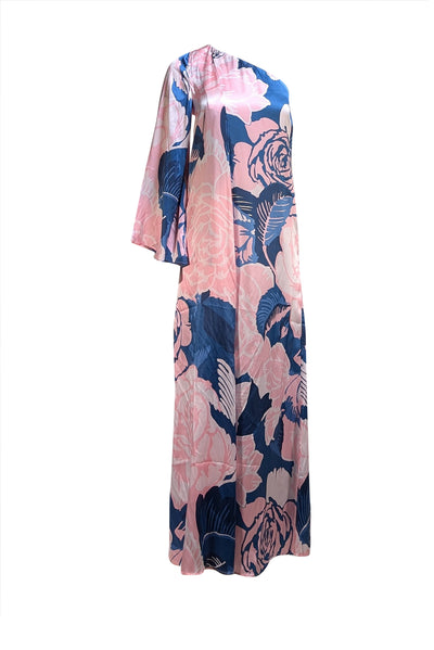 Figue - Blue, Pink, & White Floral Printed Maxi "Greta" Dress Sz 4 - Current Boutique