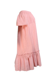 Rebecca Taylor - Peachy Pink Cotton Off-the-Shoulder Mini Dress Sz 6 - Current Boutique