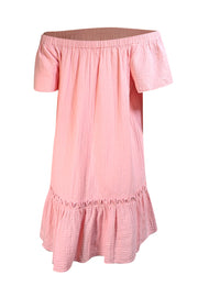 Rebecca Taylor - Peachy Pink Cotton Off-the-Shoulder Mini Dress Sz 6 - Current Boutique