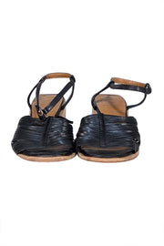 Coclico - Black Leather Strappy Low Block Heel Sandals Sz 8.5 - Current Boutique