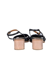 Coclico - Black Leather Strappy Low Block Heel Sandals Sz 8.5 - Current Boutique
