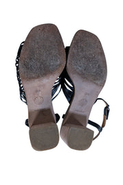 Coclico - Black Leather Strappy Low Block Heel Sandals Sz 8.5 - Current Boutique