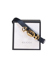 Gucci - Black Leather Logo Buckle Horsebit Belt Sz S - Current Boutique