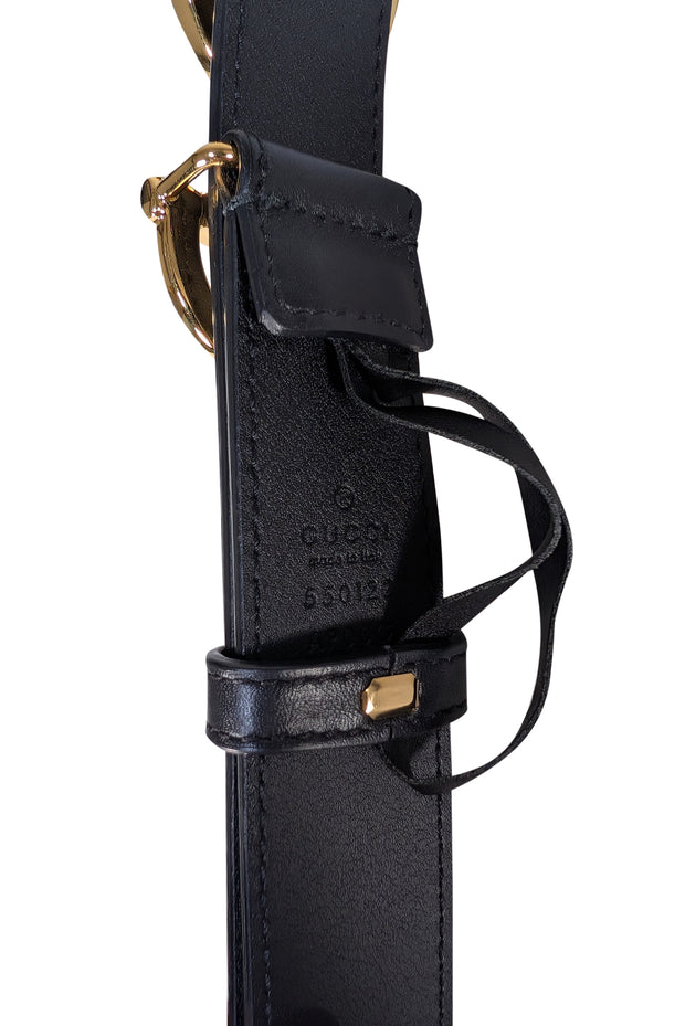 Gucci - Black Leather Logo Buckle Horsebit Belt Sz S - Current Boutique