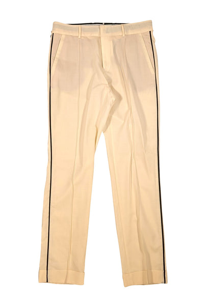 PT01 - Cream W/ Black Side Stripe Wool "Chloe" Trousers Sz 4