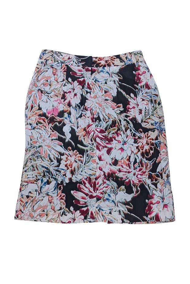 L'Agence - Black, Cream, & Multicolor Floral Skirt Sz 6