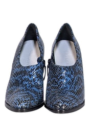 Freda Salvador - Blue & Black Snakeskin Print Leather Heels Sz 9 - Current Boutique