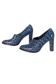 Freda Salvador - Blue & Black Snakeskin Print Leather Heels Sz 9 - Current Boutique