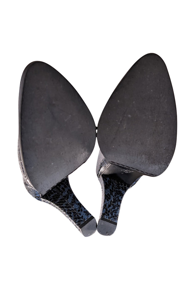 Freda Salvador - Blue & Black Snakeskin Print Leather Heels Sz 9 - Current Boutique