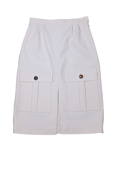 Chloe - Ivory Wool Blend Slit Front Skirt Sz 4 - Current Boutique