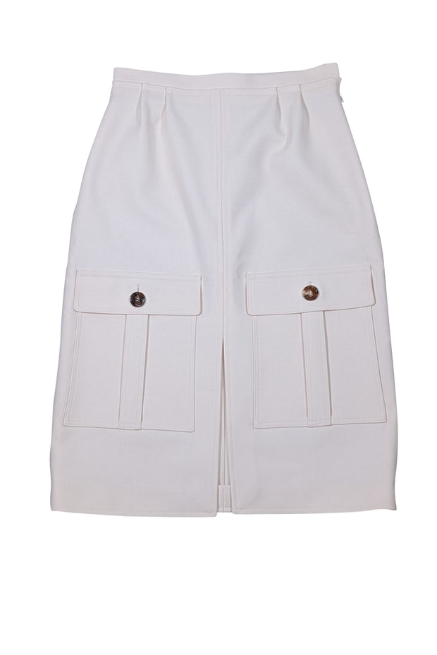 Chloe - Ivory Wool Blend Slit Front Skirt Sz 4 - Current Boutique