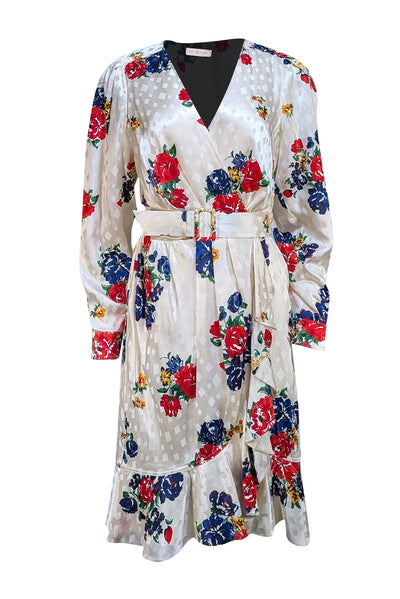 Tory Burch - Ivory & Multi Color Floral Silk Wrap Dress Sz 8 - Current Boutique