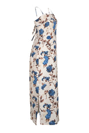 Tory Burch - Ivory w/Blue & Brown Floral Print Sleeveless Dress Sz 10 - Current Boutique