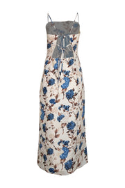 Tory Burch - Ivory w/Blue & Brown Floral Print Sleeveless Dress Sz 10 - Current Boutique