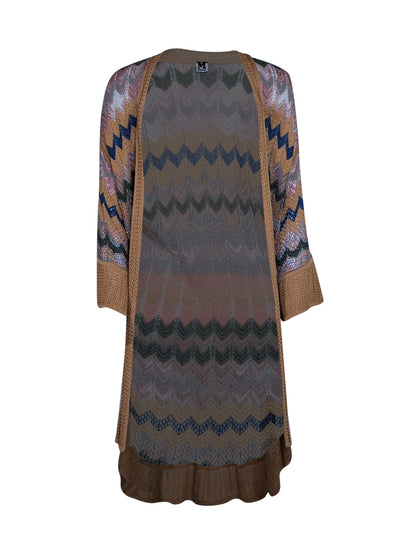 Missoni - Orange, Blue, & Green Chevron Knit Long Cardigan Sz 6 - Current Boutique