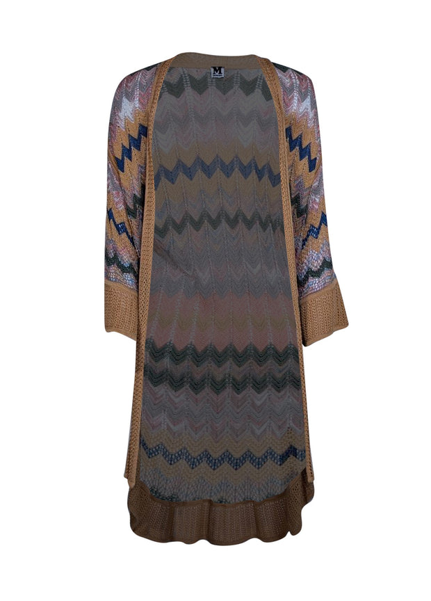 Missoni - Orange, Blue, & Green Chevron Knit Long Cardigan Sz 6 - Current Boutique