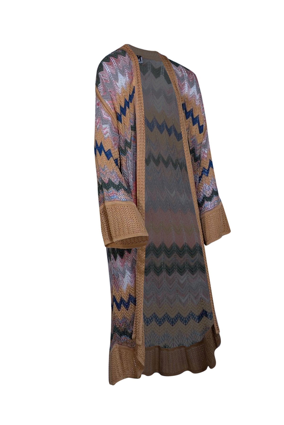 Missoni - Orange, Blue, & Green Chevron Knit Long Cardigan Sz 6 - Current Boutique