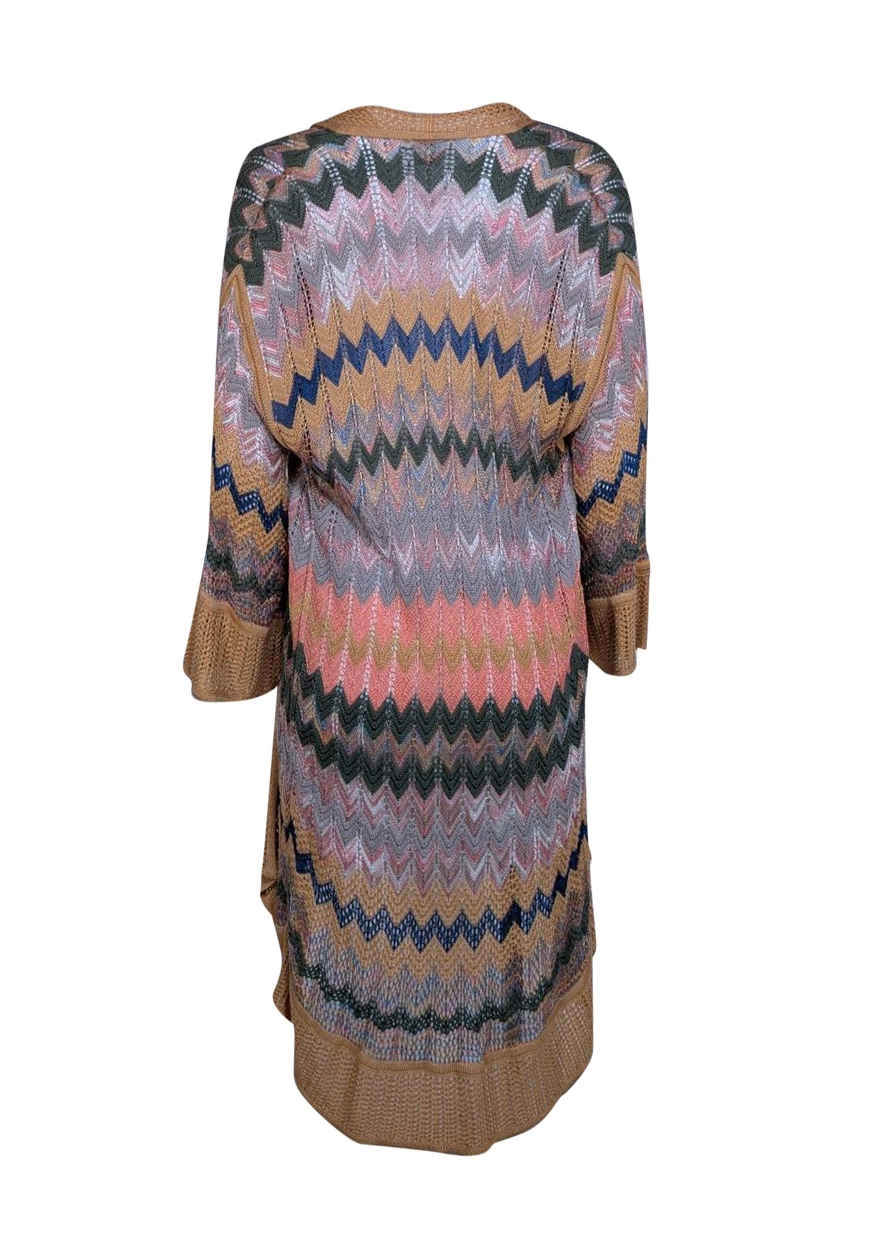 Missoni - Orange, Blue, & Green Chevron Knit Long Cardigan Sz 6 - Current Boutique