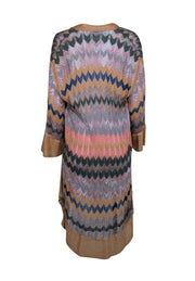 Missoni - Orange, Blue, & Green Chevron Knit Long Cardigan Sz 6 - Current Boutique