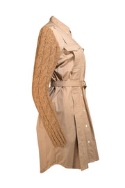 Derek Lam - Khaki Shirtdress w/ Alpaca Knit Sleeves Sz 6 - Current Boutique