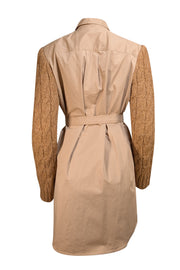 Derek Lam - Khaki Shirtdress w/ Alpaca Knit Sleeves Sz 6 - Current Boutique