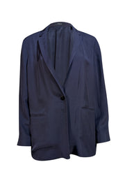 Theory - Dark Navy Single Button Loose Blazer Sz 10 - Current Boutique