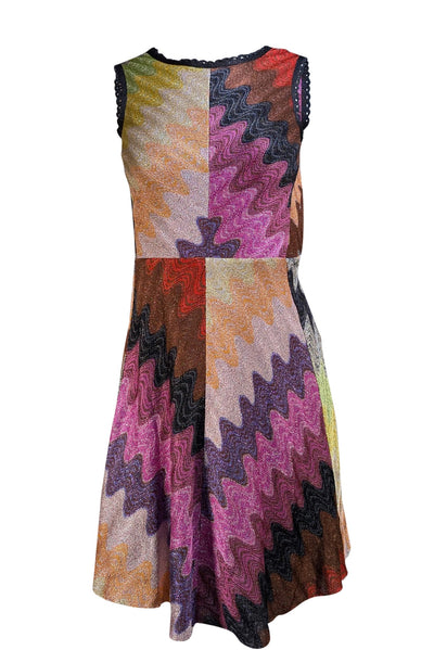 Missoni - Purple & Multi Color Metallic Swirl Print Sleeveless Dress Sz S - Current Boutique