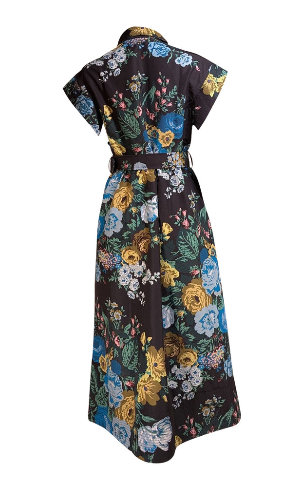Tuckernuck - Black & Multicolor Floral Button Front Belted Short Sleev Tuckernuck - Black & Multicolor Floral Button Front Belted Short Sleev