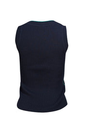 Akris Punto - Navy Ribbed Virgin Wool Sleeveless Top Sz 2 - Current Boutique