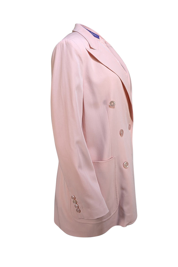 Ralph Lauren - Pastel Pink Wool Double Breasted Blazer Sz 8 - Current Boutique