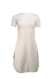Valentino - White Knit Short Sleeve Bodycon Dress Sz S Valentino - White Knit Short Sleeve Bodycon Dress Sz S
