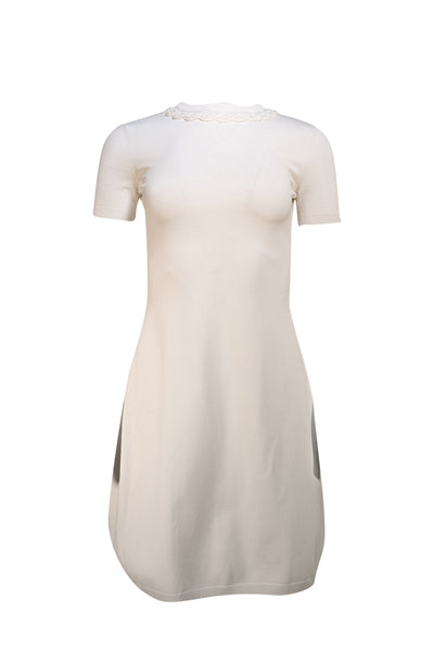 Valentino - White Knit Short Sleeve Bodycon Dress Sz S - Current Boutique