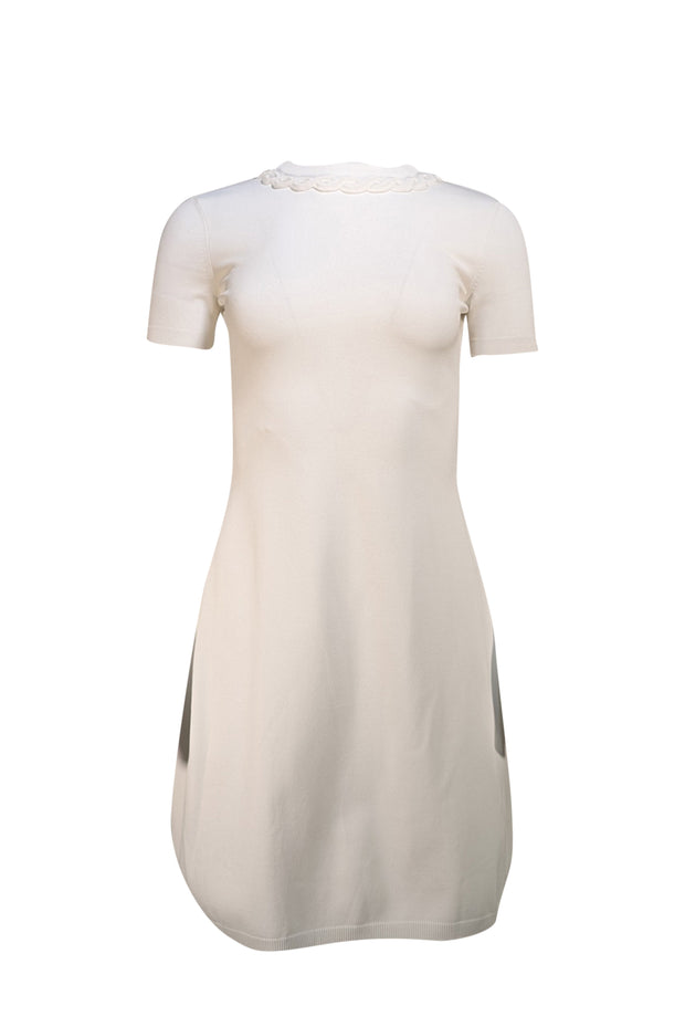 Valentino - White Knit Short Sleeve Bodycon Dress Sz S Valentino - White Knit Short Sleeve Bodycon Dress Sz S