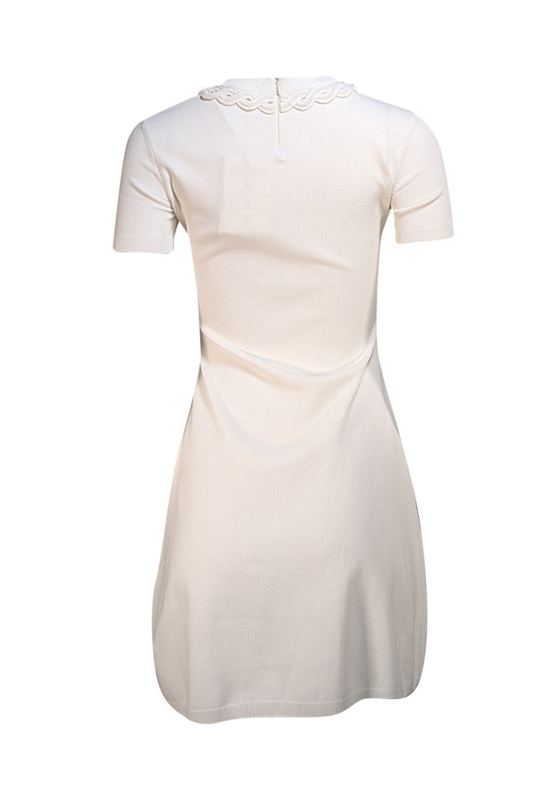 Valentino - White Knit Short Sleeve Bodycon Dress Sz S Valentino - White Knit Short Sleeve Bodycon Dress Sz S