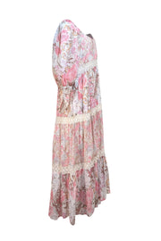 LoveShackFancy - Pink, Beige, & Brown Floral Print Maxi Dress Sz S - Current Boutique